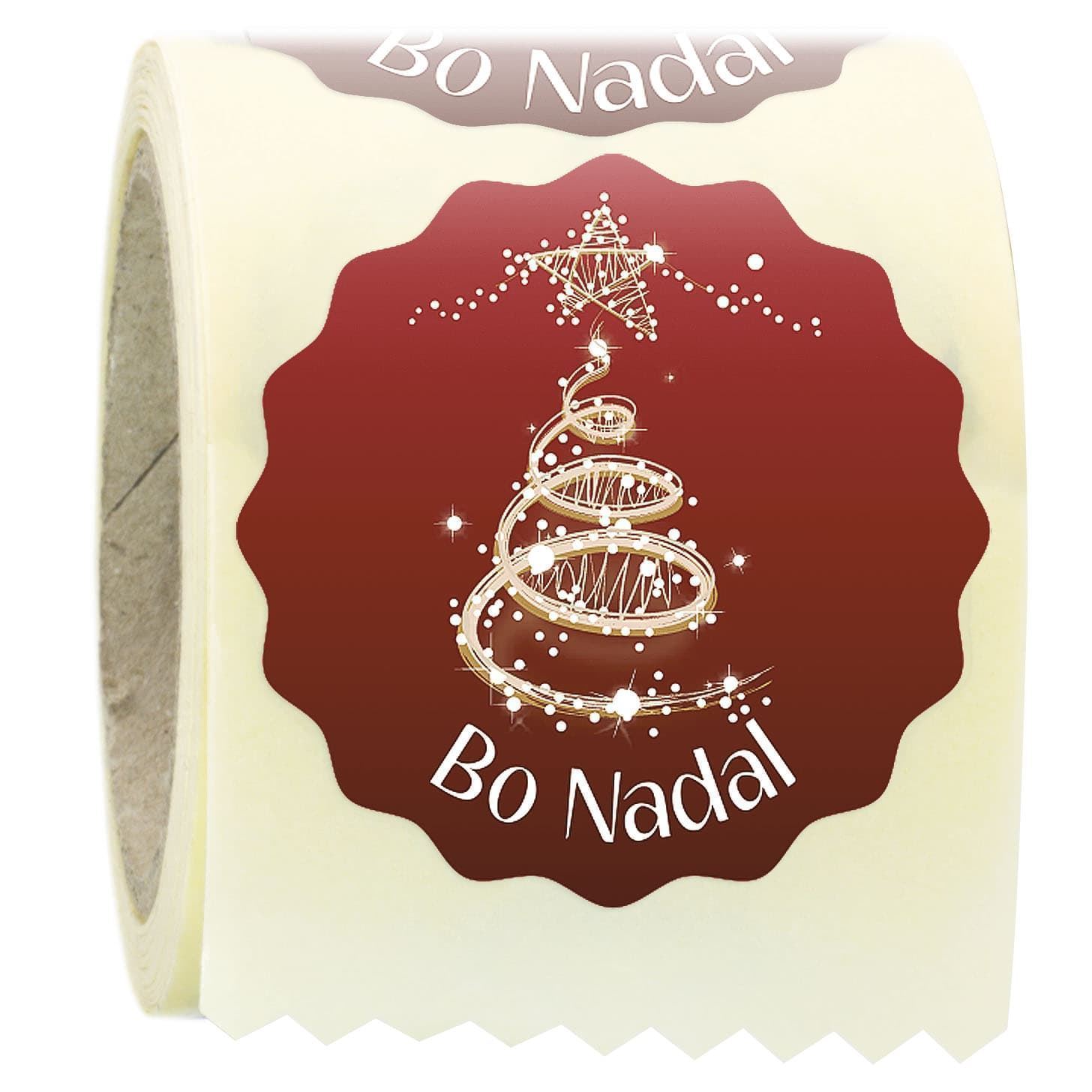 N16 - Etiquetas en gallego "Bo Nadal" - Rollo de 250 ud - 42 mm Ø - Imagen 1