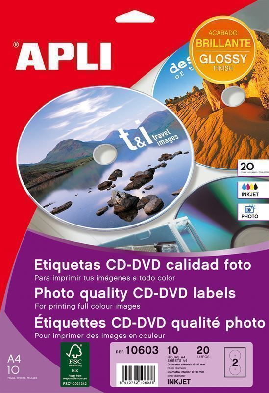 10603 - Etiquetas MULTIMEDIA para CD y DVD_Calidad foto - Inkjet - 10 hojas - CD01_10603 - Imagen 2