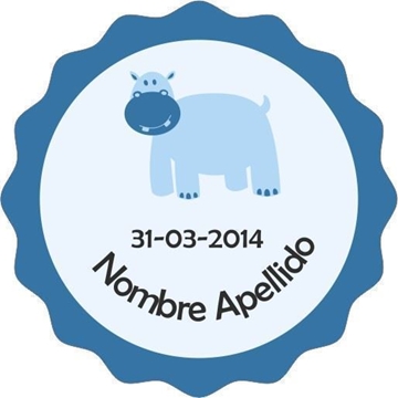 CEL003 - Etiquetas Hipopótamo azul - Rollo de 250 ud - 42 mm Ø - Imagen 1