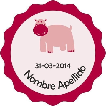 CEL004 - Etiquetas Hipopótamo rosa - Rollo de 250 ud - 42 mm Ø - Imagen 1