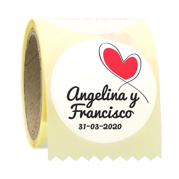 CEL009 - Etiquetas Corazón Rojo  - Rollo de 250 ud - 42 mm Ø - Imagen 1