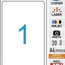 e01-02926 - 20 hojas adhesivas Calidad foto - Inkjet alto brillo APLI - DIN A4 - 199,6 x 289,1 mm - Imagen 1