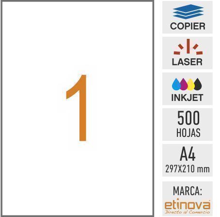 e01 - 500 hojas DIN A4 con corte dorsal - 210 x 298 mm - Imagen 1