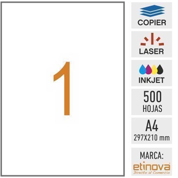 e01 - 500 hojas DIN A4 con corte dorsal - 210 x 298 mm - Imagen 1