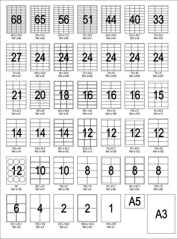 e02 - 500 hojas adhesivas DIN A4 - 2 etiquetas por hoja - 210 x 148,5 mm - Imagen 2