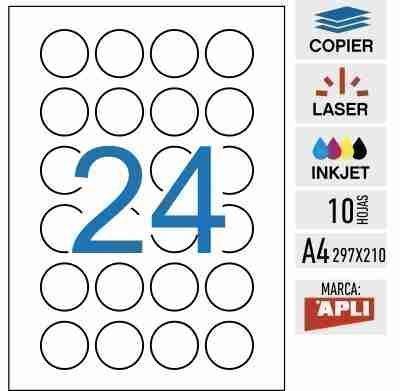 e24_11271 - 10 hojas - Etiquetas seguridad VOID redondas A4 APLI - 40 mm diámetro - Imagen 1