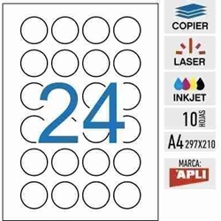 e24_11271 - 10 hojas - Etiquetas seguridad VOID redondas A4 APLI - 40 mm diámetro - Imagen 1