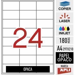 e24b-11708 - 20 hojas DIN A4 Apli - 100% Opaca - NO TRANSPARENTA - 70 x 37 mm - Imagen 1