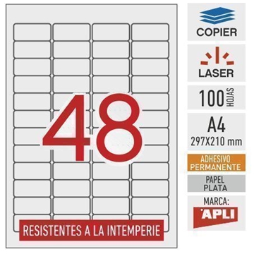 e48-10066 - 20 hojas A4 color PLATA Apli - resistentes a la intemperie - Imagen 1