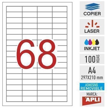 e68_03053 - 100 hojas A4 removible - Apli - 48,5 x 16,9 mm - Imagen 1