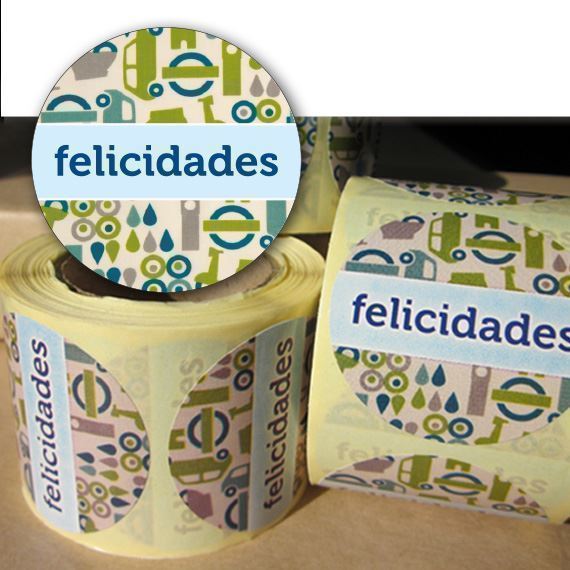 INF002 - Etiqueta Felicidades Coches - Rollo de 250 ud - 35 mm Ø - Imagen 1