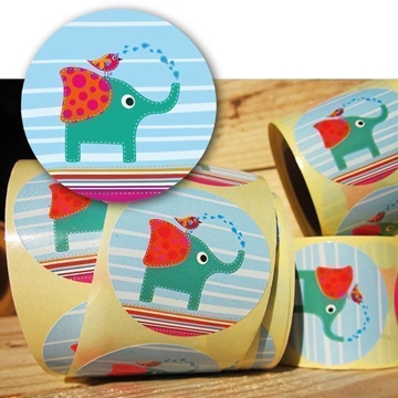 INF003 - Etiquetas Elefante - Rollo de 250 ud - 42 mm Ø - Imagen 1