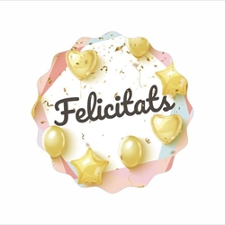 INF010 - Etiquetas Felicitats Globos - Rollo de 250 ud - 42 mm Ø - Imagen 2