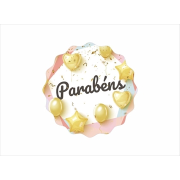 INF011 - Etiquetas en gallego "Parabéns Globos" - Rollo de 250 ud - 42 mm Ø ondas - Imagen 2