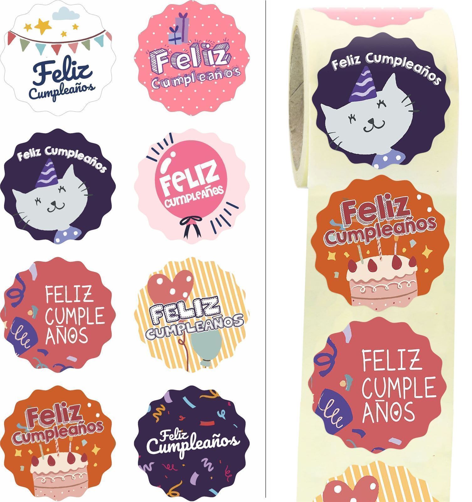 Conjunto de pegatinas de feliz cumpleaños con carteles