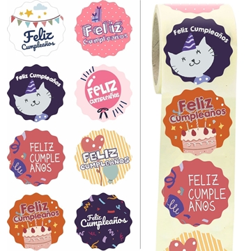 INF012 - Etiquetas 8 modelos diferentes en 1 rollo - Rollo de 250 ud - 42 mm Ø - Imagen 1