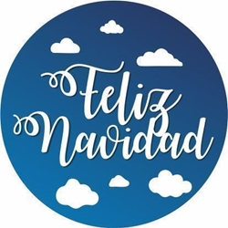 N07 - Etiqueta Feliz Navidad Nubes - Rollo de 250 ud - 35 mm Ø - Imagen 2