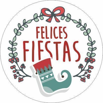 N09 - Etiqueta Felices Fiestas Calcetín - Rollo de 250 ud - 35 mm Ø - Imagen 2