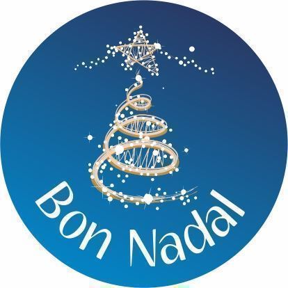 N21 - Etiquetas en catalán "Bon Nadal" Árbol Azul - Rollo de 250 ud - 35 mm Ø - Imagen 2