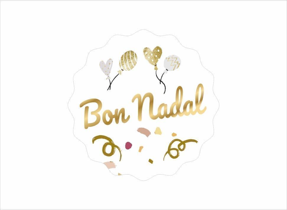N25 - Etiqueta Navidad en catalán "Bon Nadal" Globos - Rollo de 250 ud - 42 mm Ø ondas - Imagen 2