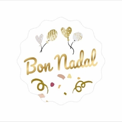 N25 - Etiqueta Navidad en catalán "Bon Nadal" Globos - Rollo de 250 ud - 42 mm Ø ondas - Imagen 2