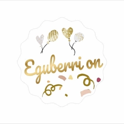 N27 - Etiquetas Navidad en euskera "Eguberri on" Globos - Rollo de 250 ud - 42 mm Ø ondas - Imagen 2