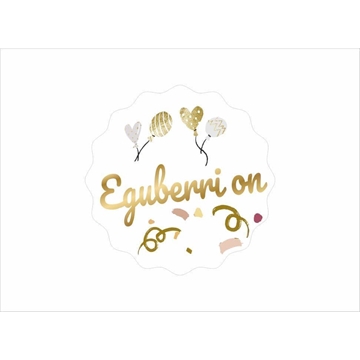 N27 - Etiquetas Navidad en euskera "Eguberri on" Globos - Rollo de 250 ud - 42 mm Ø ondas - Imagen 2