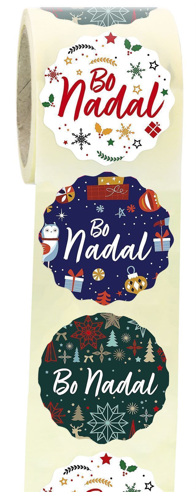 N29 - Etiquetas en gallego "Bo Nadal Collage"  3 modelos en 1 rollo - Rollo de 250 ud - 42 mm Ø - Imagen 1