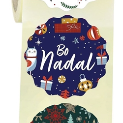 N29 - Etiquetas en gallego "Bo Nadal Collage"  3 modelos en 1 rollo - Rollo de 250 ud - 42 mm Ø - Imagen 1