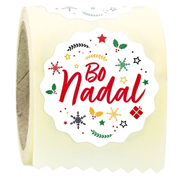 N33 - Etiquetas Navidad Galego Bo Nadal Blanco - Rollo de 250ud - 42 mm Ø - Imagen 1