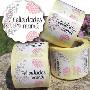 R010 - Etiqueta felicidades Mamá I - Rollo de 250ud -  42 mm Ø - Imagen 1