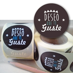 R015 - Etiquetas Deseo que te Guste -  Rollo de 250 ud - 35 mm Ø - Imagen 1