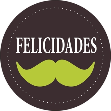 R017 - Etiquetas Día del Padre - Bigote - Rollo de 250ud -  35 mm Ø - Imagen 1