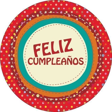 R019 - Pegatinas Feliz Cumpleaños - Rollo de 250 ud - 35 mm Ø - Imagen 2