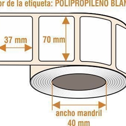 rBLPPF014 - Etiquetas film Blanco resistente a la humedad - Rollo de 1.000 ud - 70 x 37 mm - Imagen 1