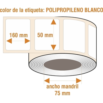 rBLPPF018 - Etiquetas para imprimir resistentes a la humedad - Rollo de 1.000 ud - 50 x 160 mm - Imagen 1