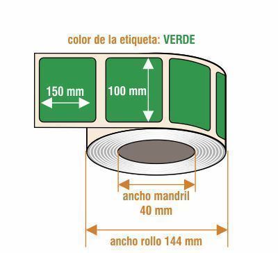 VR001 - Etiquetas VERDES plásticas - Rollo de 750 ud - 100 x 150 mm - Imagen 1