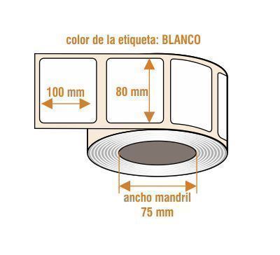 ZBLR010 - Papel Térmico adhesivo Hot Melt - Rollo de 1.500 uds - 80 x 100 mm - Imagen 1