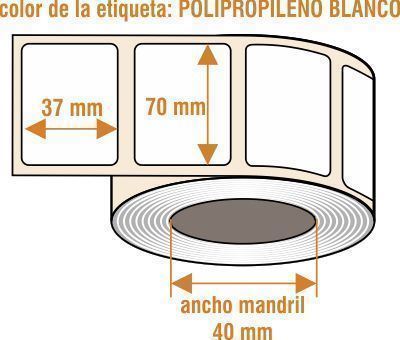 ZBLR014 - Etiquetas plástico blanco - Rollo de 1.000 ud - 70 x 37 mm - Imagen 1